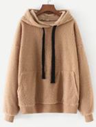 Romwe Kangaroo Pocket Lambswool Hoodie