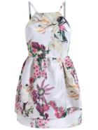 Romwe Spaghetti Strap Florals Flare Dress