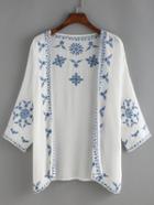 Romwe White Embroidered Top