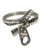 Romwe Rhinestone Zipper Shape Unique Ring Jewelry