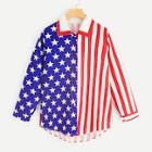 Romwe Striped Panel Star Print Single Breasted Blouse