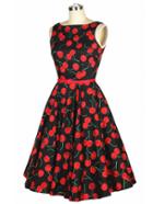 Romwe Cherry Print Sleeveless A-line Dress