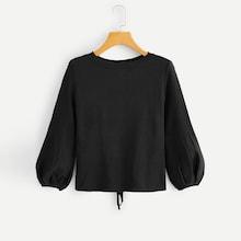 Romwe Lace Up Back Solid Sweater