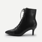 Romwe Solid Lace-up Boots