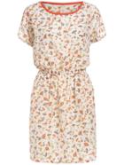 Romwe Short Sleeve Floral Print Apricot Dress