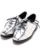 Romwe Silver Square Tote Lace Up Flats