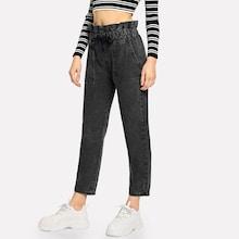 Romwe Frill Detail Drawstring Jeans