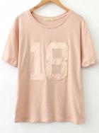 Romwe Pink Short Sleeve 18 Print T-shirt