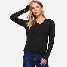 Romwe Slit Side Rib-knit Sweater
