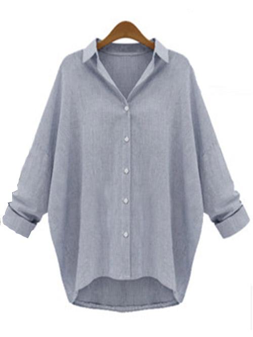 Romwe Lapel Dip Hem Black Blouse