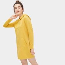 Romwe Kangaroo Pocket Drawstring Hoodie Dress