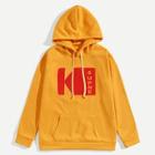 Romwe Men Pocket Front Letter Hoodie