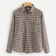 Romwe Dual Pocket Checked Shirt