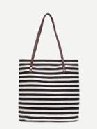 Romwe Striped Shoulder Bag With Double Handle
