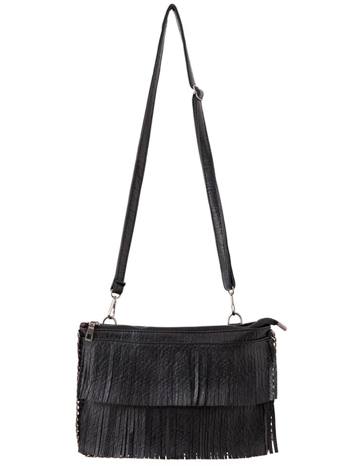Romwe White Zipper Tassel Bag