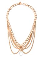 Romwe Gold Faux Gem Pendant Draped Chain Head Piece