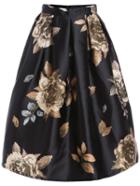 Romwe Zipper Florals Flare Skirt