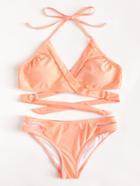 Romwe Cut Out Wrap Bikini Set
