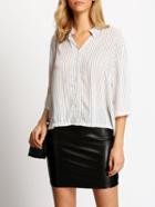 Romwe Vertical Striped Dropped Shoulder Seam Blouse