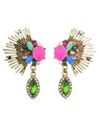 Romwe Colorful Stone Haning Stud Earrings Jewelry Fashion