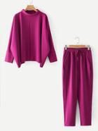 Romwe Oversized Top With Tapered Pants