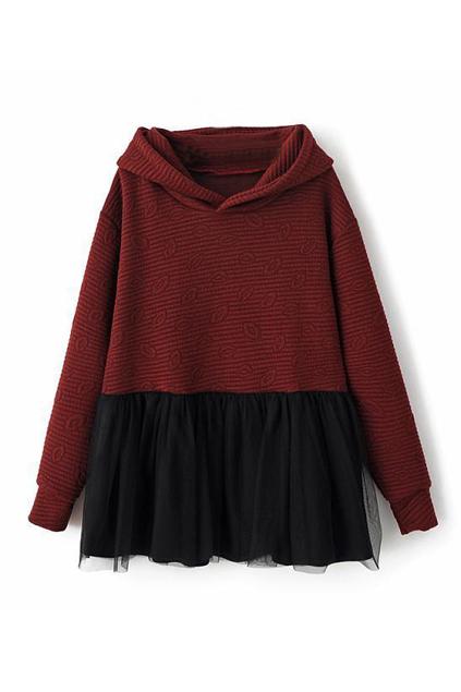 Romwe Mesh Panel Hoodied Sweatshirt