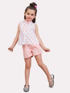 Romwe Frill Trim Polka Dot Top With Shorts