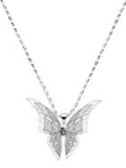 Romwe Silver Plated Butterfly Openwork Pendant Necklace