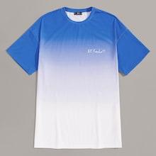 Romwe Guys Letter Print Ombre Top