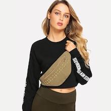 Romwe Metal Design Canvas Bum Bag