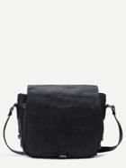 Romwe Black Skull Embossed Spiked Saddle Bag
