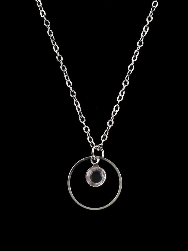 Romwe Silver Chain With Beads Circle Pendant Necklace Collier Femme