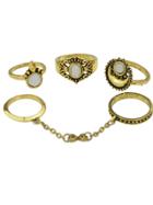 Romwe Gold Color Vintage Jewelry Metal Finger Rings Set