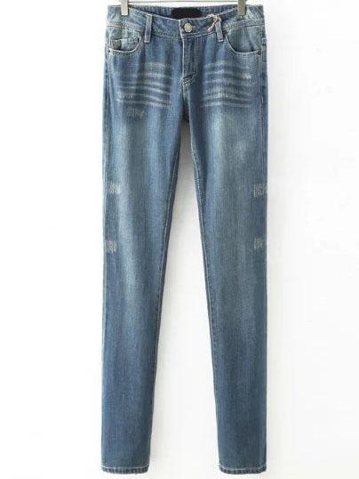 Romwe Scratch Denim Blue Pant
