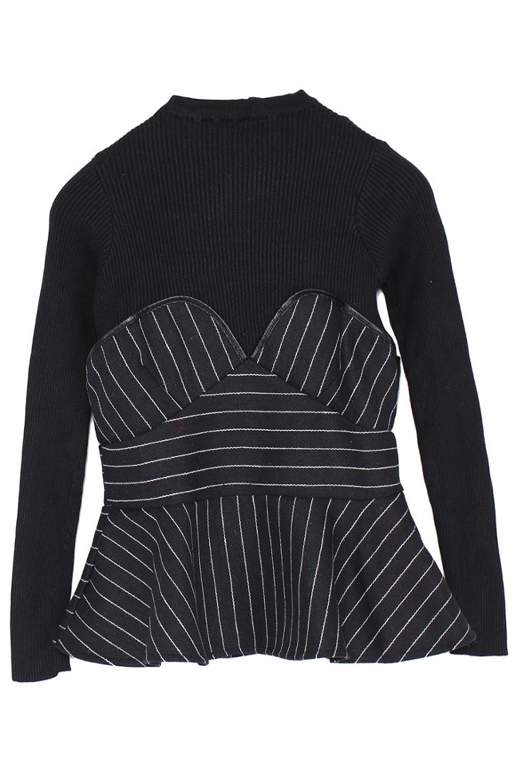 Romwe Contrast Striped Bandeau Knitting Top