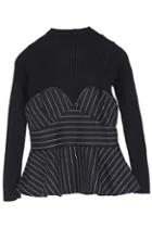 Romwe Contrast Striped Bandeau Knitting Top