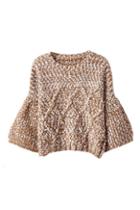 Romwe Puff Sleeved Loose Knitted Jumper