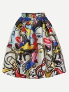 Romwe Multicolor Abstract Painting Print Box Pleated Skirt