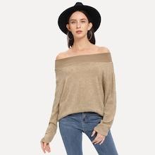 Romwe Solid Off The Shoulder Jumper