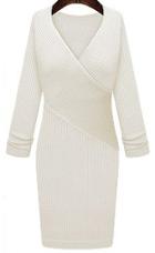 Romwe Front Cross Bodycon White Sweater Dress