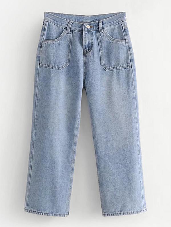 Romwe Wide Leg Crop Jeans