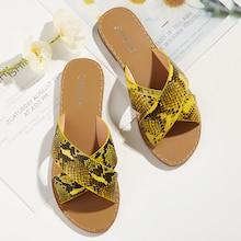 Romwe Snakeskin Criss Cross Slippers
