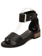 Romwe Thick Strap Buckled Black Sandals
