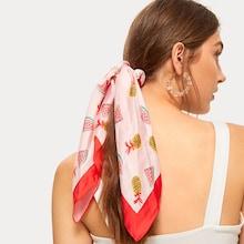 Romwe Scarf Knot Fruit Pattern Satin Hair Tie