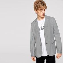 Romwe Guys Single Breasted Notch Collar Houndstooth Blazer