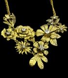 Romwe Gold Diamond Flower Chain Necklace