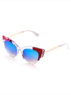Romwe Cut Away Frame Cat Eye Sunglasses With Blue Lens