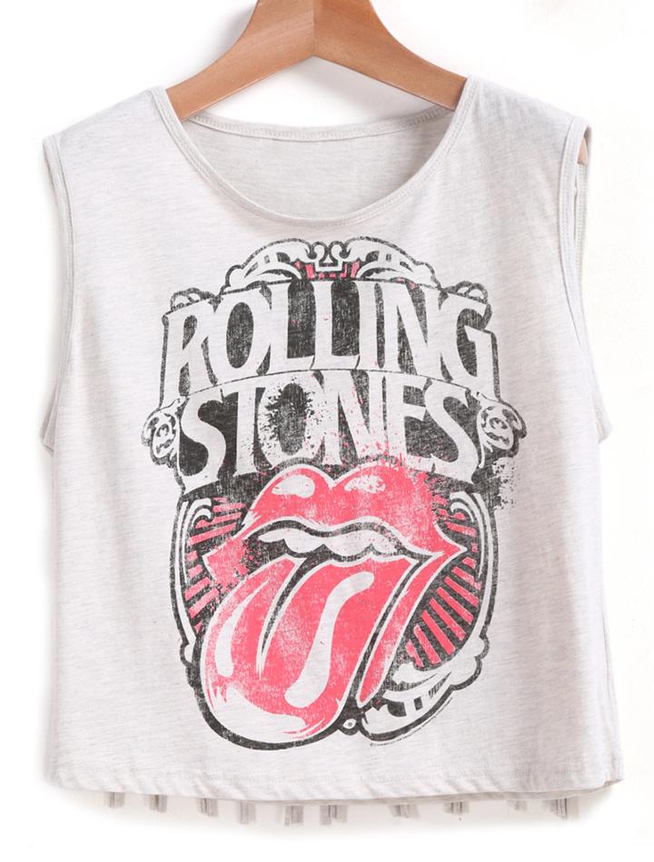 Romwe Lips Print With Tassel Vest