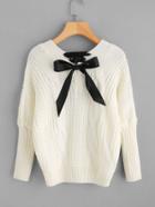 Romwe Lace Up Back Cable Knit Sweater