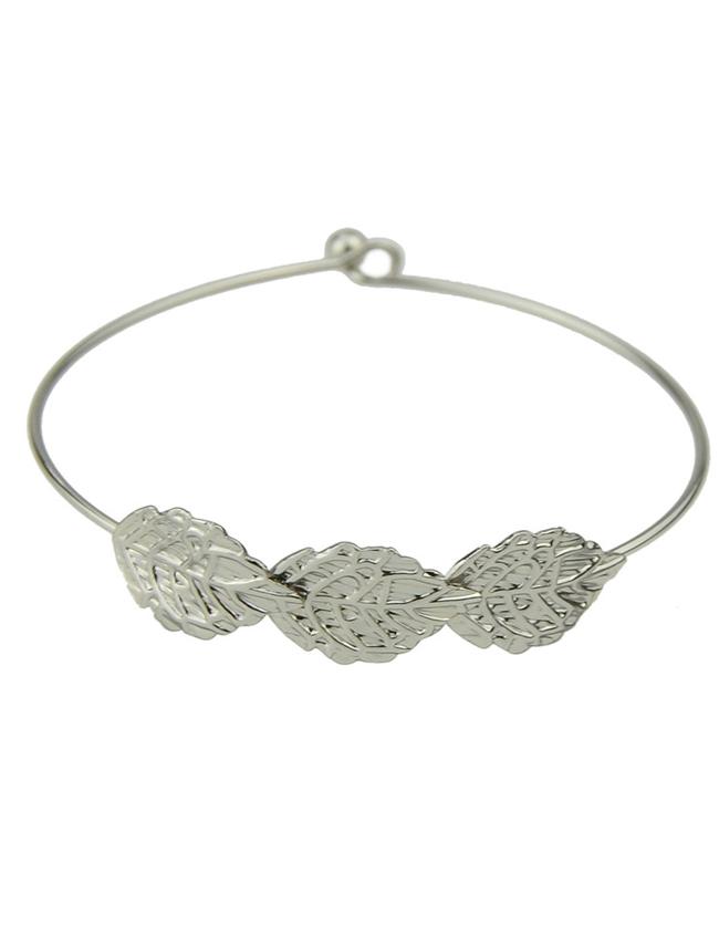 Romwe Silver Plated Leaf Chain Bracelet